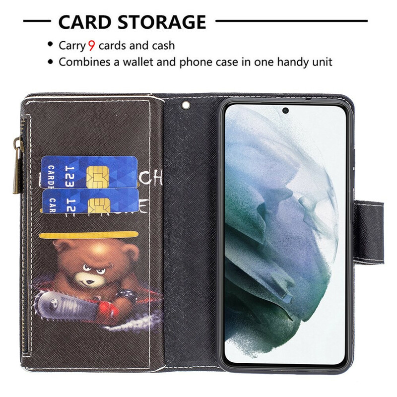 Housse Samsung Galaxy S21 FE Poche Zippée Ours Housse Samsung Galaxy S21 FE Poche Zippée Ours