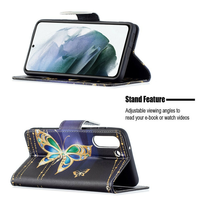 Housse Samsung Galaxy S21 FE Papillon Doré Housse Samsung Galaxy S21 FE Papillon Doré