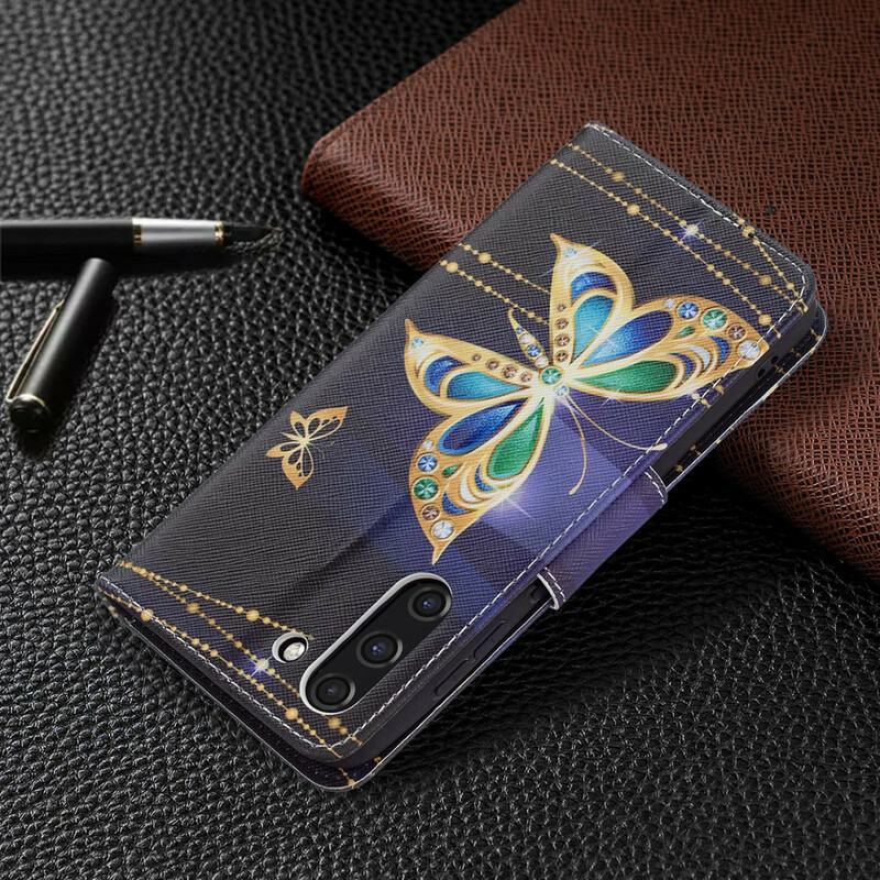 Housse Samsung Galaxy S21 FE Papillon Doré Housse Samsung Galaxy S21 FE Papillon Doré