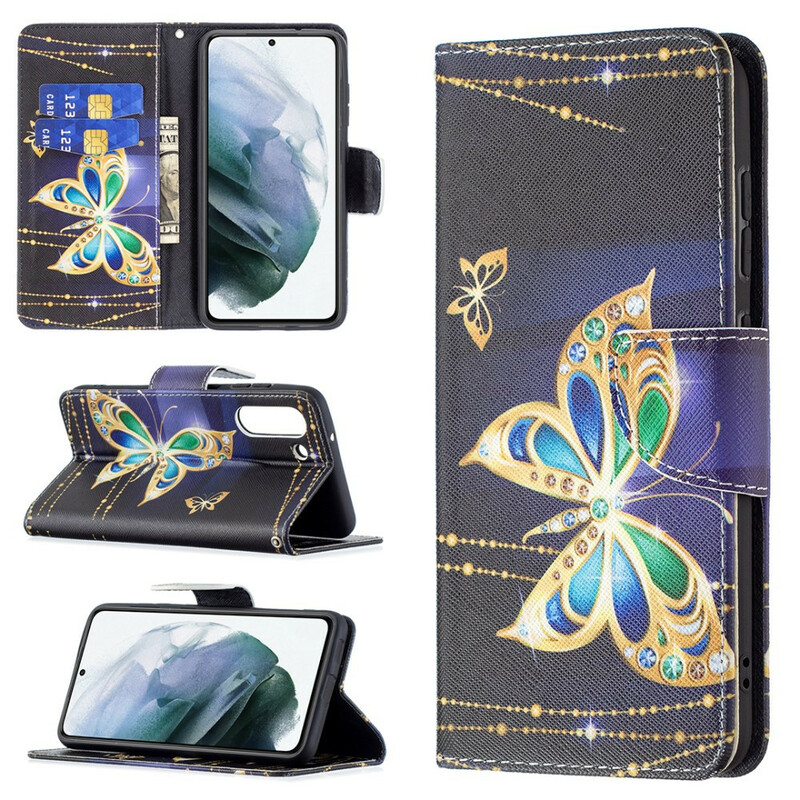 Housse Samsung Galaxy S21 FE Papillon Doré Housse Samsung Galaxy S21 FE Papillon Doré