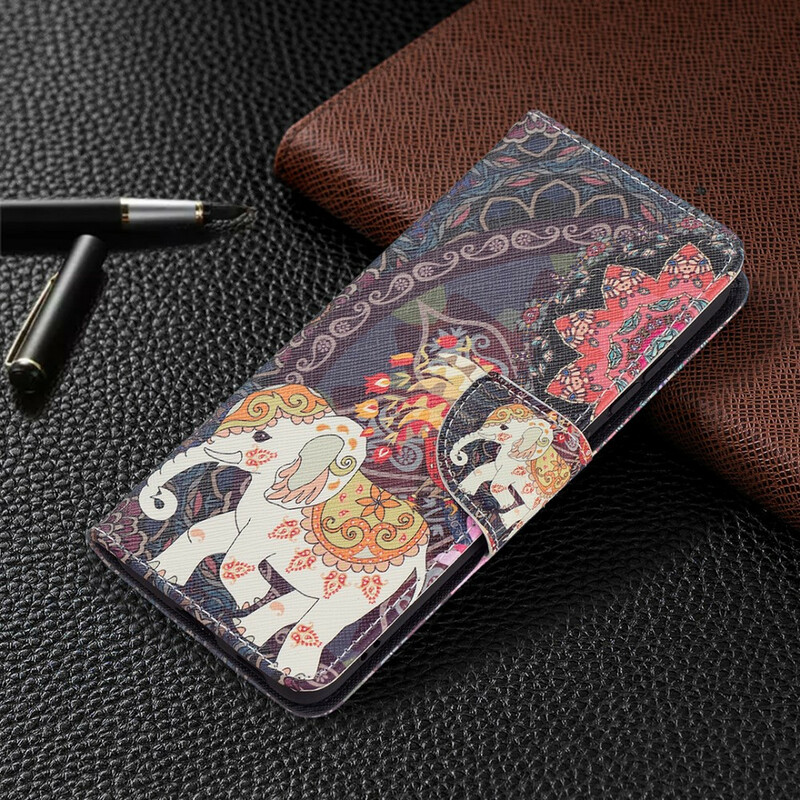 Housse Samsung Galaxy S21 FE Mandala Éléphants Ethniques Housse Samsung Galaxy S21 FE Mandala Éléphants Ethniques