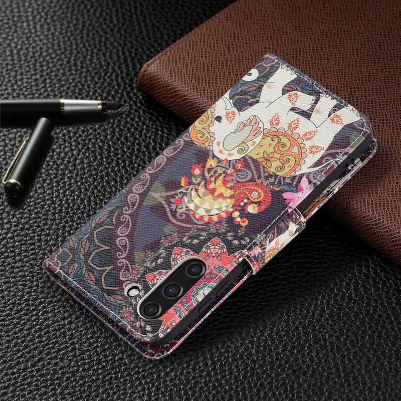 Housse Samsung Galaxy S21 FE Mandala Éléphants Ethniques Housse Samsung Galaxy S21 FE Mandala Éléphants Ethniques