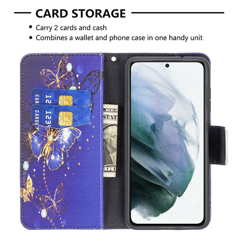 Housse Samsung Galaxy S21 FE Papillons Rois