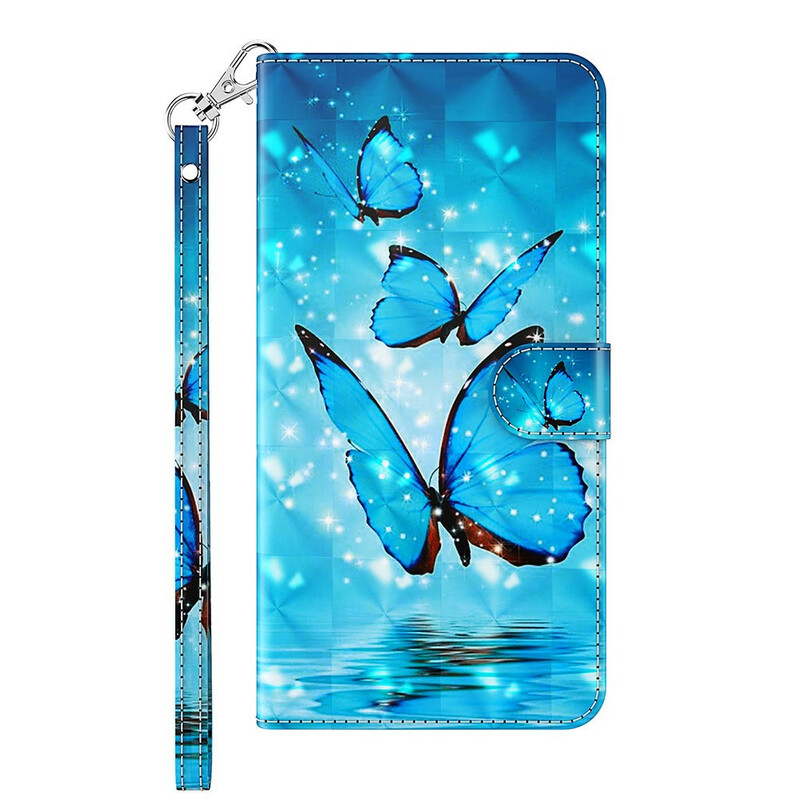 Housse Samsung Galaxy S21 FE Papillons Bleus Volants Housse Samsung Galaxy S21 FE Papillons Bleus Volants
