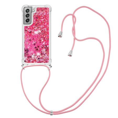 Coque Samsung Galaxy S21 FE Paillettes et Cordon