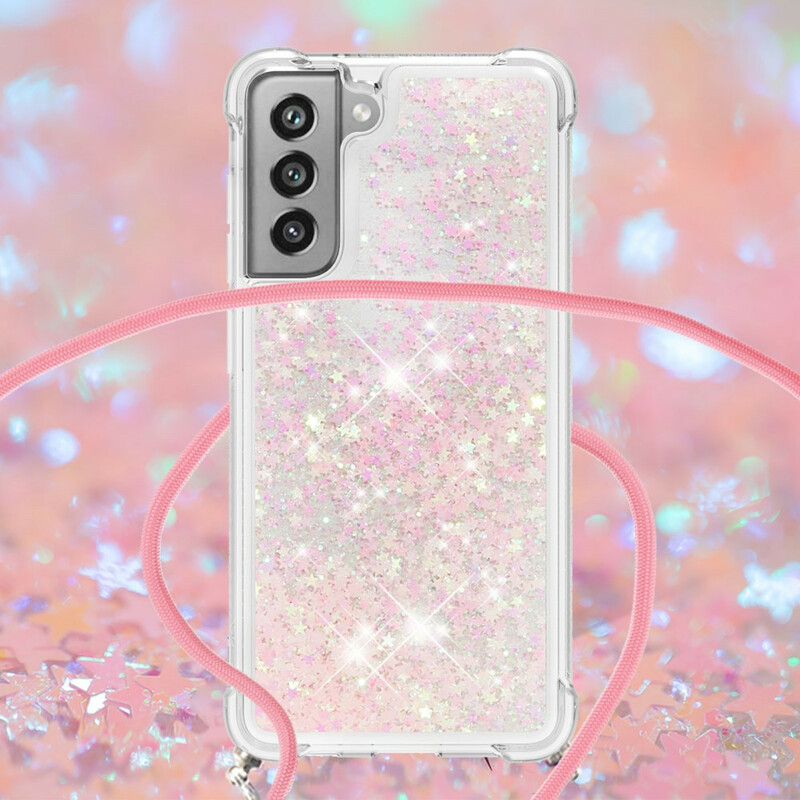 Coque Samsung Galaxy S21 FE Paillettes et Cordon