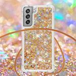 Coque Samsung Galaxy S21 FE Paillettes et Cordon