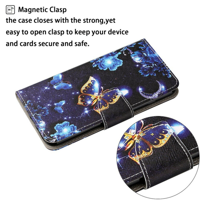 Housse Samsung Galaxy S21 FE Précieux Papillons à Lanière Housse Samsung Galaxy S21 FE Précieux Papillons à Lanière