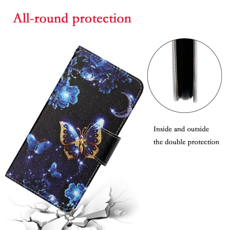 Housse Samsung Galaxy S21 FE Précieux Papillons à Lanière Housse Samsung Galaxy S21 FE Précieux Papillons à Lanière