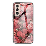 Coque Samsung Galaxy S21 FE Verre trempé Fleurs Roses Coque Samsung Galaxy S21 FE Verre trempé Fleurs Roses