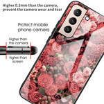Coque Samsung Galaxy S21 FE Verre trempé Fleurs Roses Coque Samsung Galaxy S21 FE Verre trempé Fleurs Roses