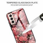 Coque Samsung Galaxy S21 FE Verre trempé Fleurs Roses Coque Samsung Galaxy S21 FE Verre trempé Fleurs Roses