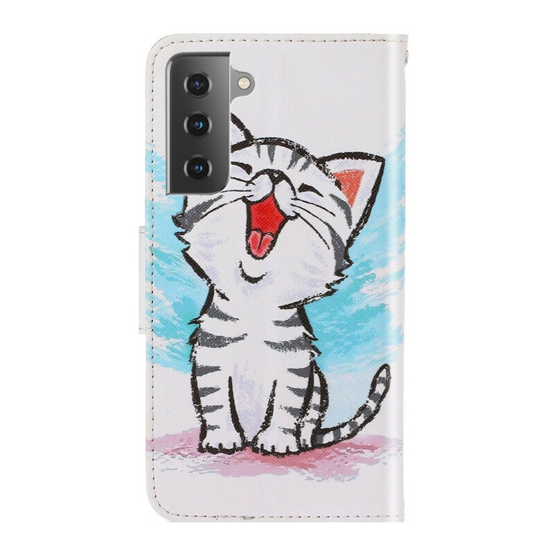 Housse Samsung Galaxy S21 FE Chaton Couleur à Lanière Housse Samsung Galaxy S21 FE Chaton Couleur à Lanière