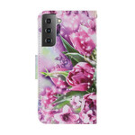 Housse Samsung Galaxy S21 FE Papillons et Tulipes