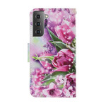 Housse Samsung Galaxy S21 FE Papillons et Tulipes Housse Samsung Galaxy S21 FE Papillons et Tulipes