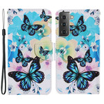Housse Samsung Galaxy S21 FE Papillons et Fleurs d'Été Housse Samsung Galaxy S21 FE Papillons et Fleurs d'Été