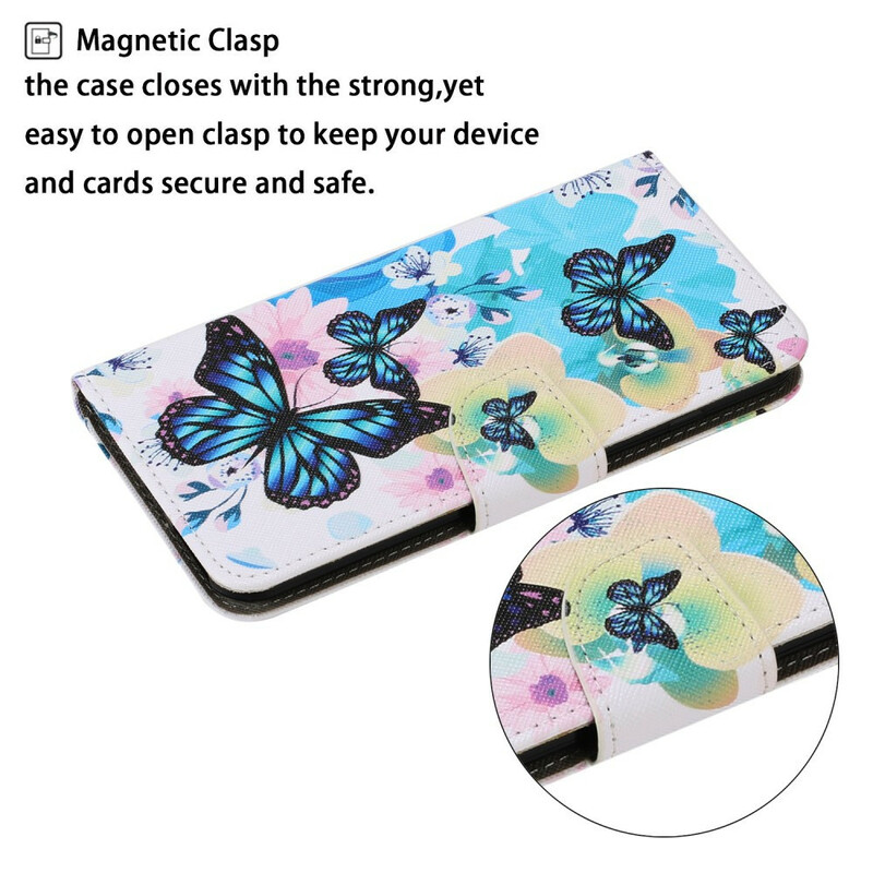 Housse Samsung Galaxy S21 FE Papillons et Fleurs d'Été Housse Samsung Galaxy S21 FE Papillons et Fleurs d'Été