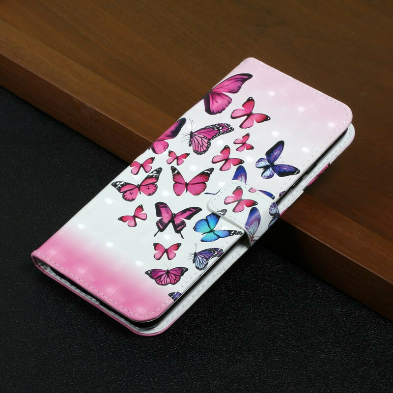 Housse Samsung Galaxy S21 FE Vol de Papillons à Lanière