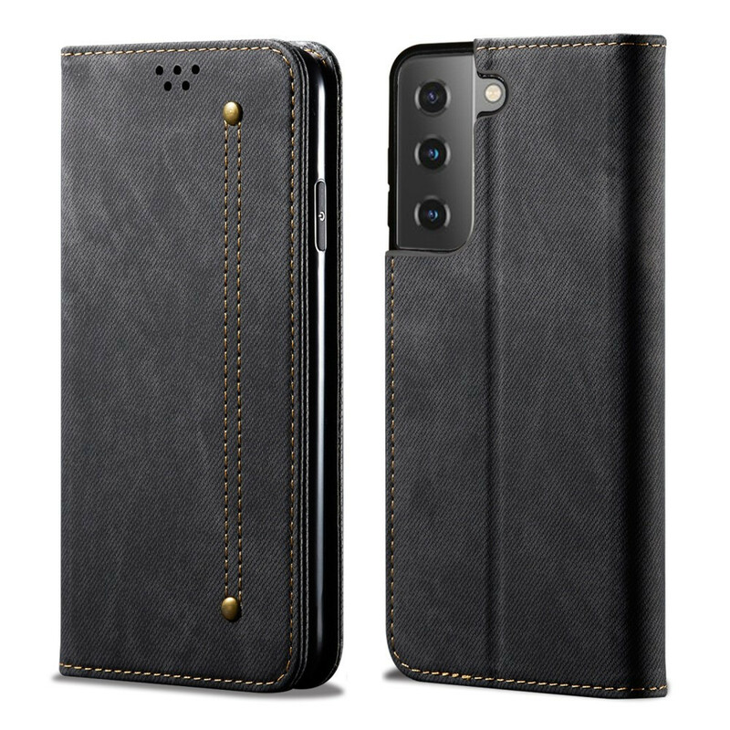Flip Cover Samsung Galaxy S21 FE Tissu Jeans Flip Cover Samsung Galaxy S21 FE Tissu Jeans