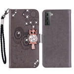 Housse Samsung Galaxy S21 FE Hibou Mandala et Breloque