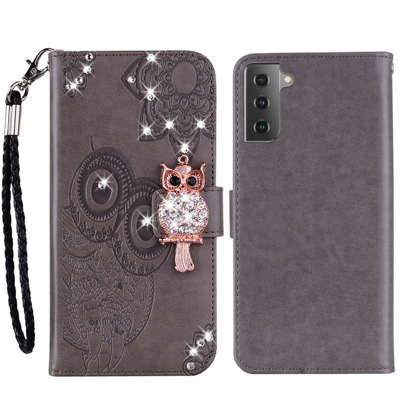 Housse Samsung Galaxy S21 FE Hibou Mandala et Breloque Housse Samsung Galaxy S21 FE Hibou Mandala et Breloque