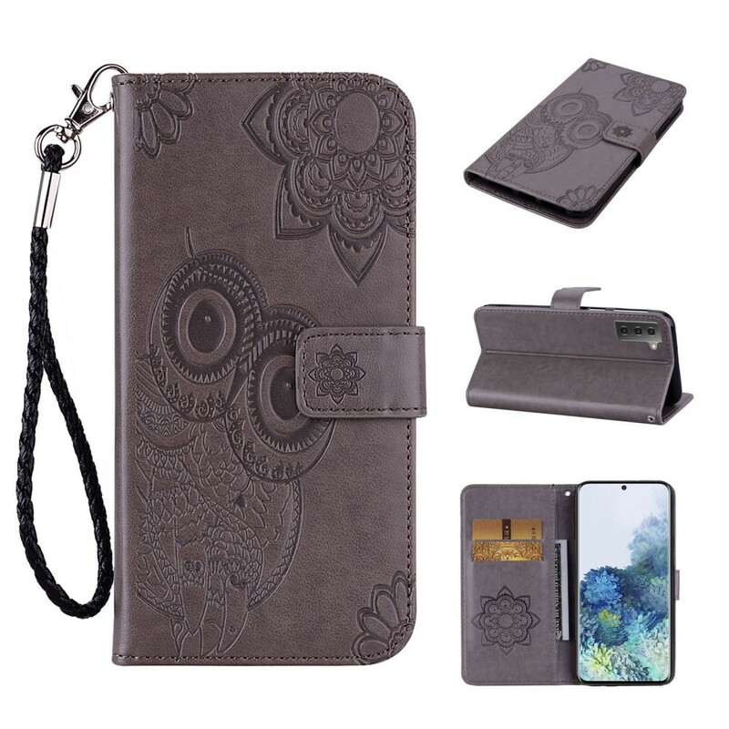 Housse Samsung Galaxy S21 FE Hibou Mandala et Lanière Housse Samsung Galaxy S21 FE Hibou Mandala et Lanière