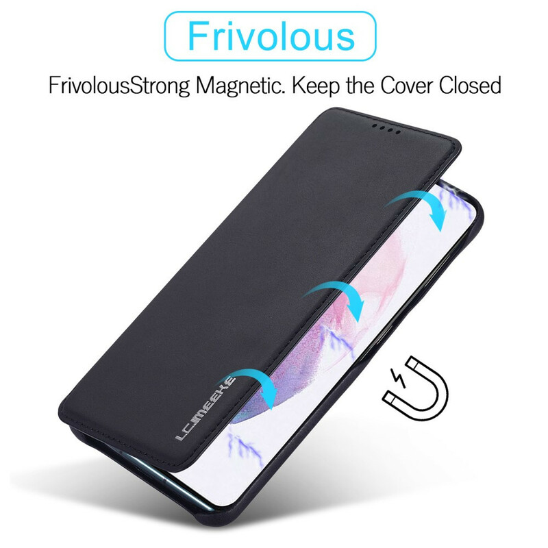Flip Cover Samsung Galaxy S21 FE LC.IMEEKE Effet Cuir