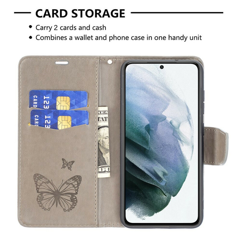 Housse Samsung Galaxy S21 FE Les Papillons en Vol avec Lanière Housse Samsung Galaxy S21 FE Les Papillons en Vol avec Lanière