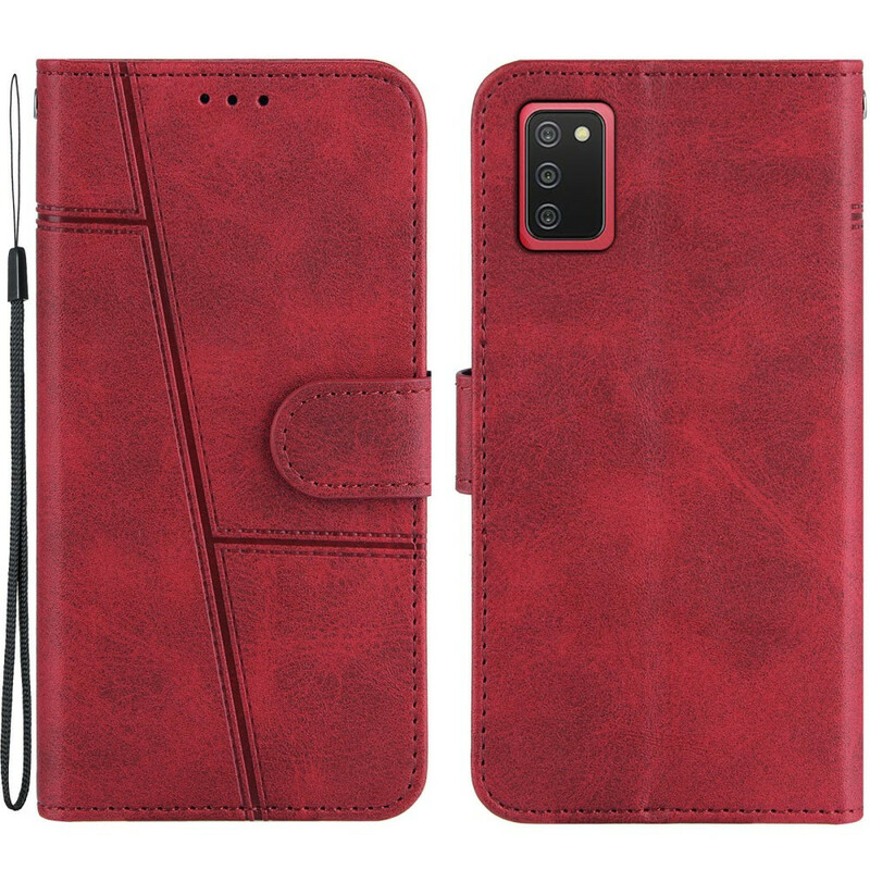 Housse Samsung Galaxy A02s Effet Cuir Géo à Lanière