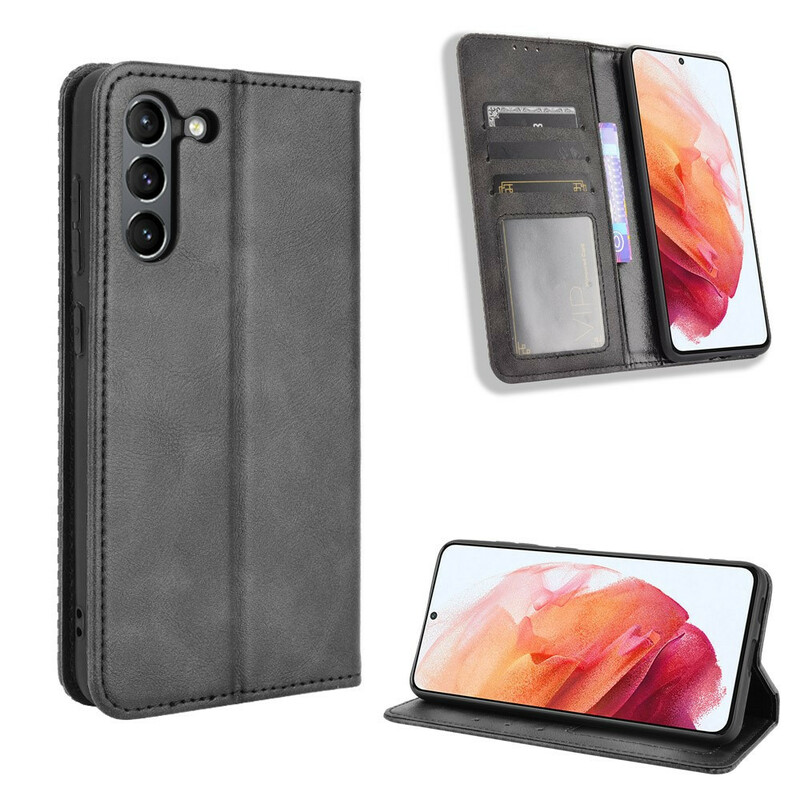 Flip Cover Samsung Galaxy S21 FE Effet Cuir Vintage Stylisé Flip Cover Samsung Galaxy S21 FE Effet Cuir Vintage Stylisé