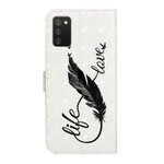 Housse Samsung Galaxy A02s Plume Life and Love Housse Samsung Galaxy A02s Plume Life and Love
