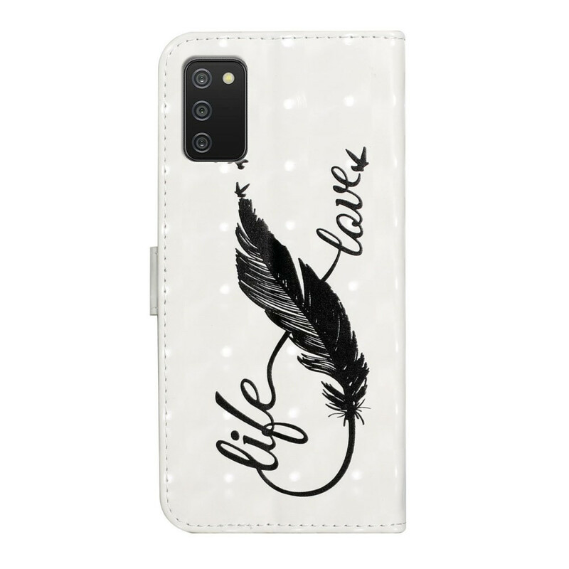 Housse Samsung Galaxy A02s Plume Life and Love Housse Samsung Galaxy A02s Plume Life and Love