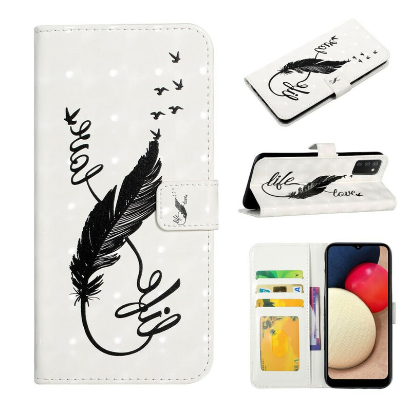 Housse Samsung Galaxy A02s Plume Life and Love Housse Samsung Galaxy A02s Plume Life and Love