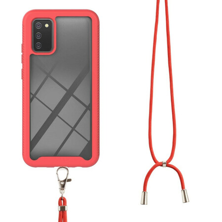 Coque Samsung Galaxy A02s Hybride avec Cordon et Contour coloré