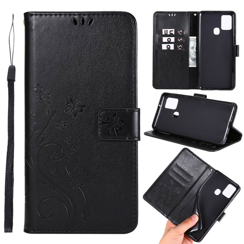 Housse Samsung Galaxy A21s Papillons et Fleurs Housse Samsung Galaxy A21s Papillons et Fleurs