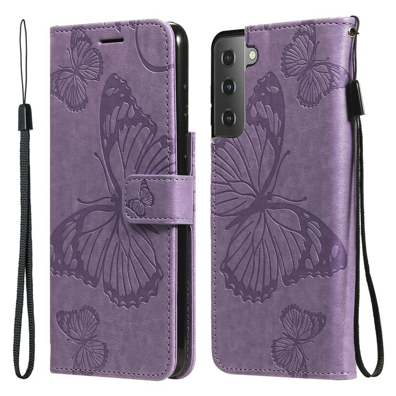 Housse Samsung Galaxy S21 FE Papillons Géants à Lanière Housse Samsung Galaxy S21 FE Papillons Géants à Lanière