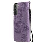 Housse Samsung Galaxy S21 FE Papillons Géants à Lanière Housse Samsung Galaxy S21 FE Papillons Géants à Lanière