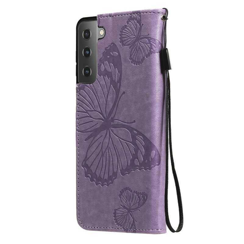 Housse Samsung Galaxy S21 FE Papillons Géants à Lanière Housse Samsung Galaxy S21 FE Papillons Géants à Lanière
