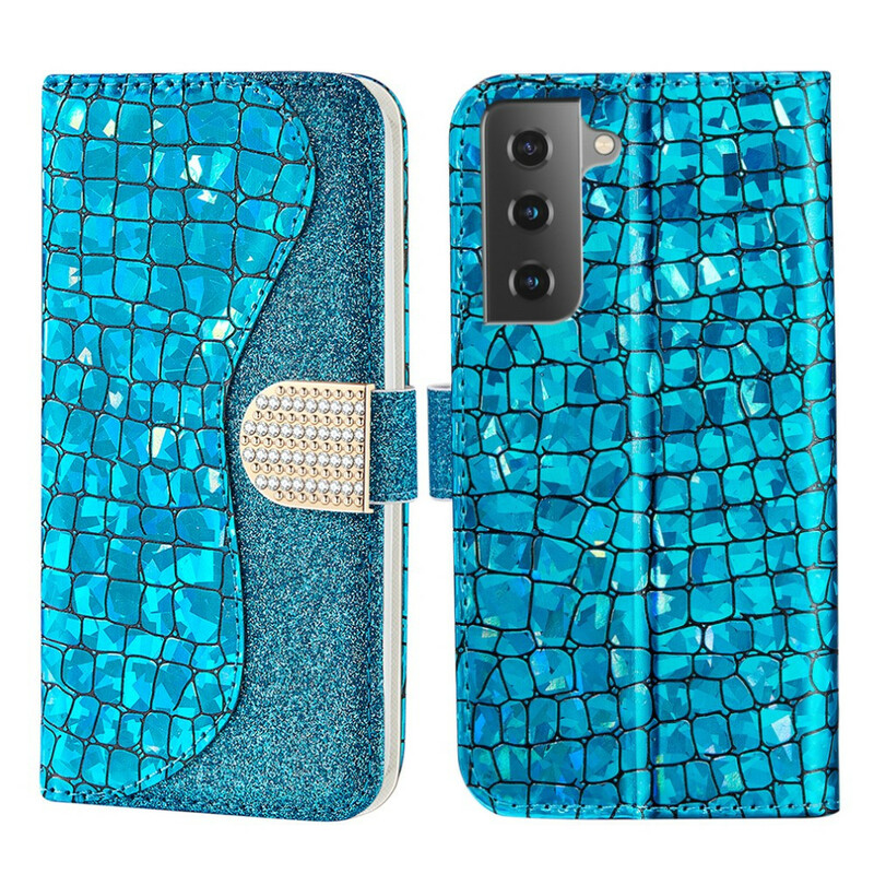Housse Samsung Galaxy S21 FE Croco Diamants Housse Samsung Galaxy S21 FE Croco Diamants