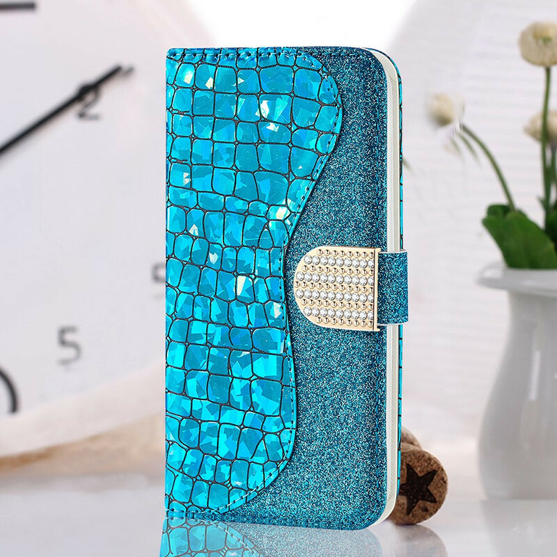 Housse Samsung Galaxy S21 FE Croco Diamants Housse Samsung Galaxy S21 FE Croco Diamants