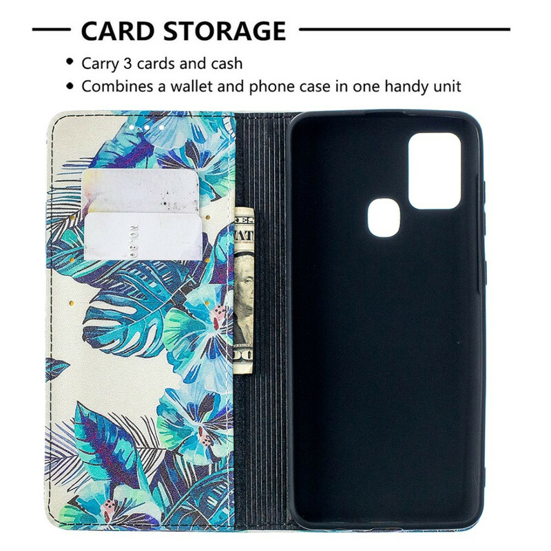 Flip Cover Samsung Galaxy A21s Feuilles Flip Cover Samsung Galaxy A21s Feuilles