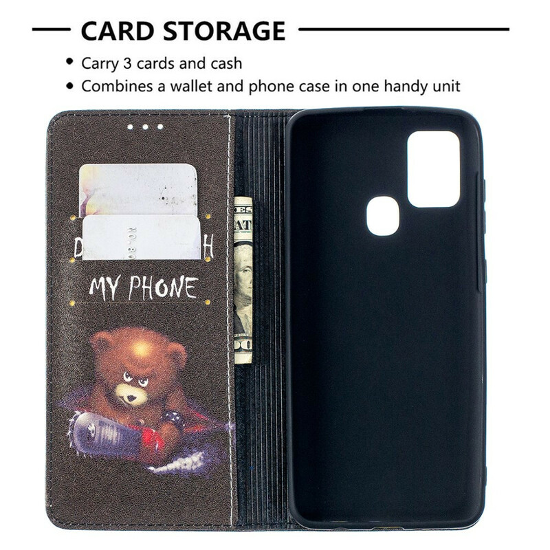 Flip Cover Samsung Galaxy A21s Ours Dangereux Flip Cover Samsung Galaxy A21s Ours Dangereux