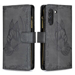 Housse Samsung Galaxy S21 FE Papillon Baroque Poche Zippée