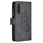 Housse Samsung Galaxy S21 FE Papillon Baroque Poche Zippée Housse Samsung Galaxy S21 FE Papillon Baroque Poche Zippée