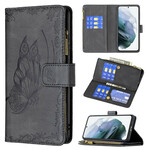 Housse Samsung Galaxy S21 FE Papillon Baroque Poche Zippée Housse Samsung Galaxy S21 FE Papillon Baroque Poche Zippée
