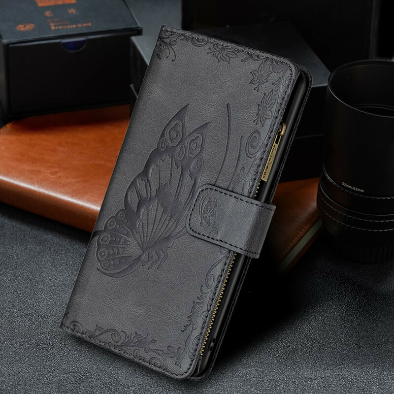 Housse Samsung Galaxy S21 FE Papillon Baroque Poche Zippée Housse Samsung Galaxy S21 FE Papillon Baroque Poche Zippée