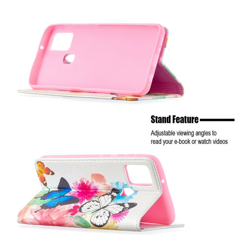 Flip Cover Samsung Galaxy A21s Papillons Colorés Flip Cover Samsung Galaxy A21s Papillons Colorés