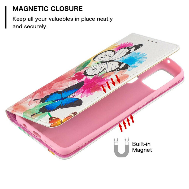 Flip Cover Samsung Galaxy A21s Papillons Colorés Flip Cover Samsung Galaxy A21s Papillons Colorés
