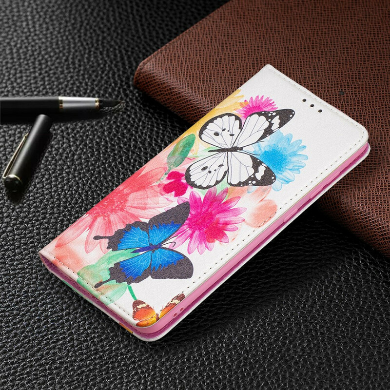 Flip Cover Samsung Galaxy A21s Papillons Colorés Flip Cover Samsung Galaxy A21s Papillons Colorés