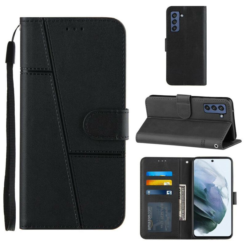 Housse Samsung Galaxy S21 FE Effet Cuir Géo à Lanière Housse Samsung Galaxy S21 FE Effet Cuir Géo à Lanière